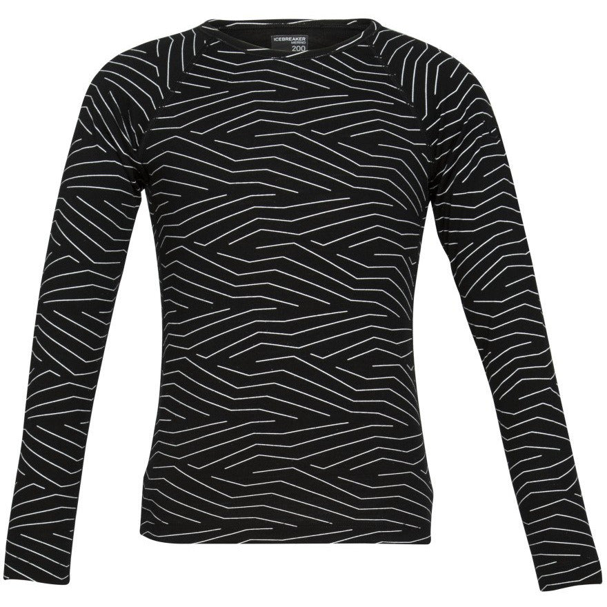 Icebreaker Kids 200 Oasis LS Crewe Napasoq Lines Black 6