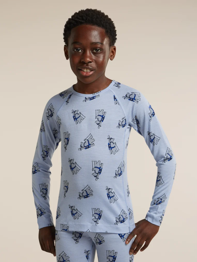 Icebreaker Kids Merino 200 Oasis LS Crewe Bear Tour AOP