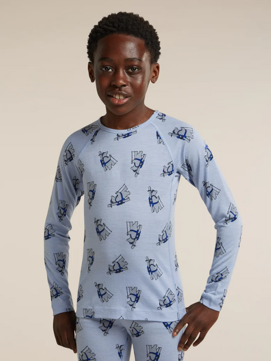 Icebreaker Kids Merino 200 Oasis LS Crewe Bear Tour AOP