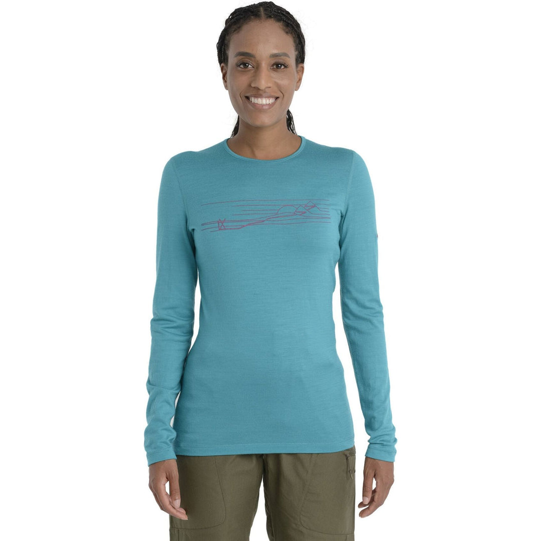 Icebreaker W 200 Oasis LS Crewe Ski Stripes